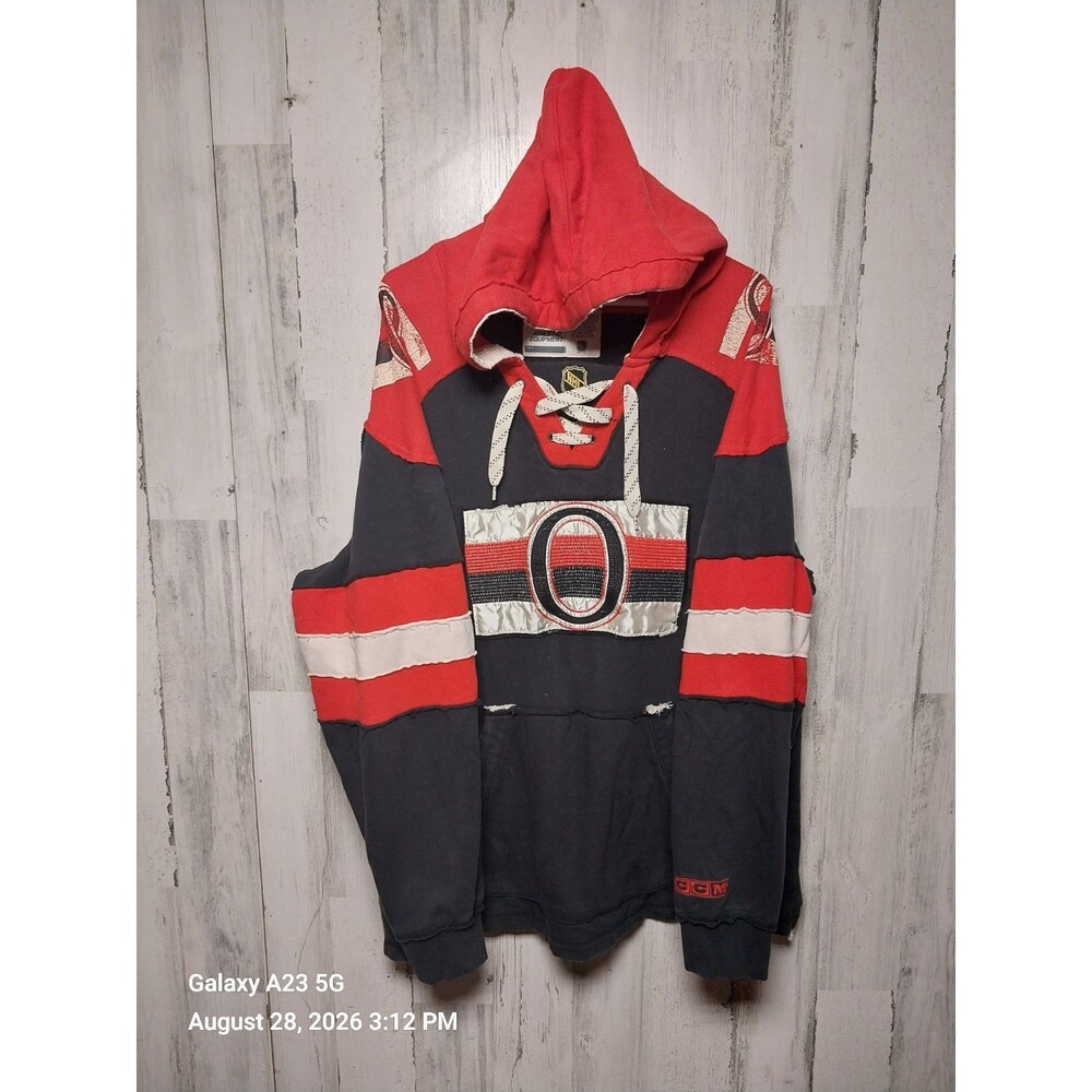 Vintage Ottawa Senators CCM Pro OK'd XL Lace Up Hoodie